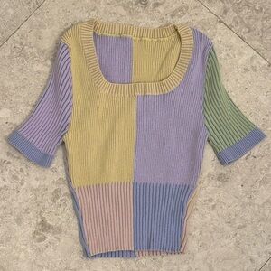 Color block ribbed crop top
